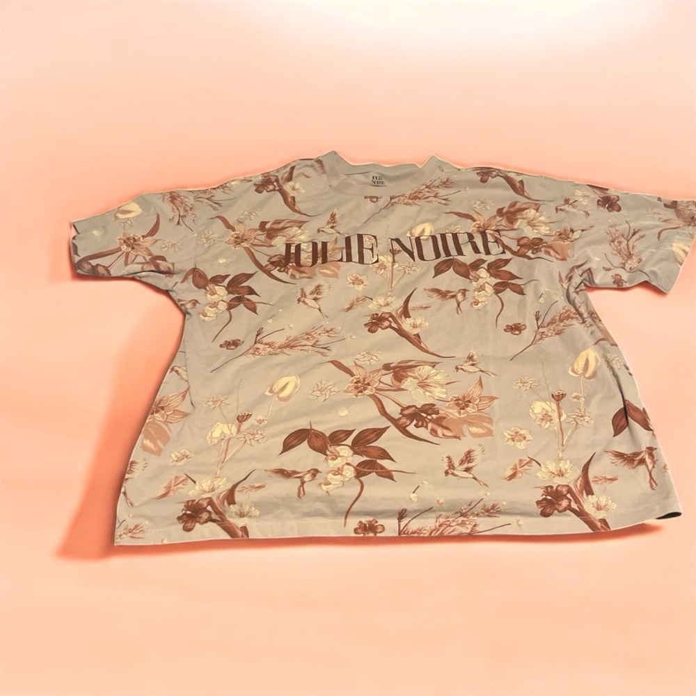 Floral Women's Top - Cream and Brown